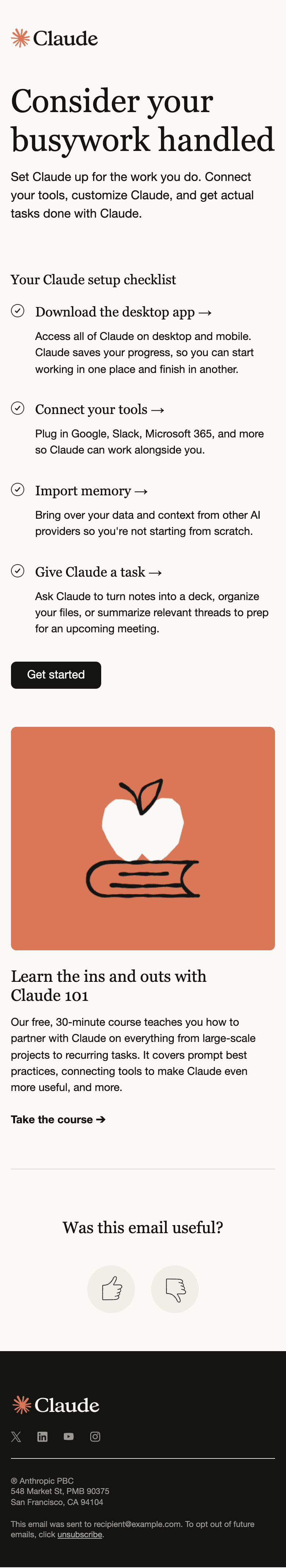 Screenshot of “Let’s get you set up.” from Anthropic
