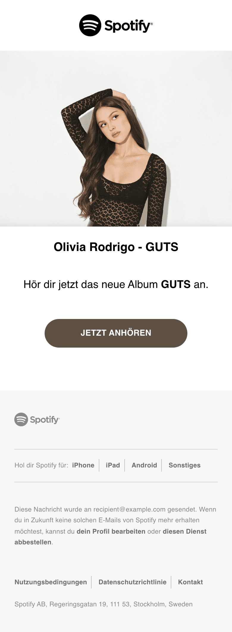 Screenshot of “Das neue Album von Olivia Rodrigo!” from Spotify