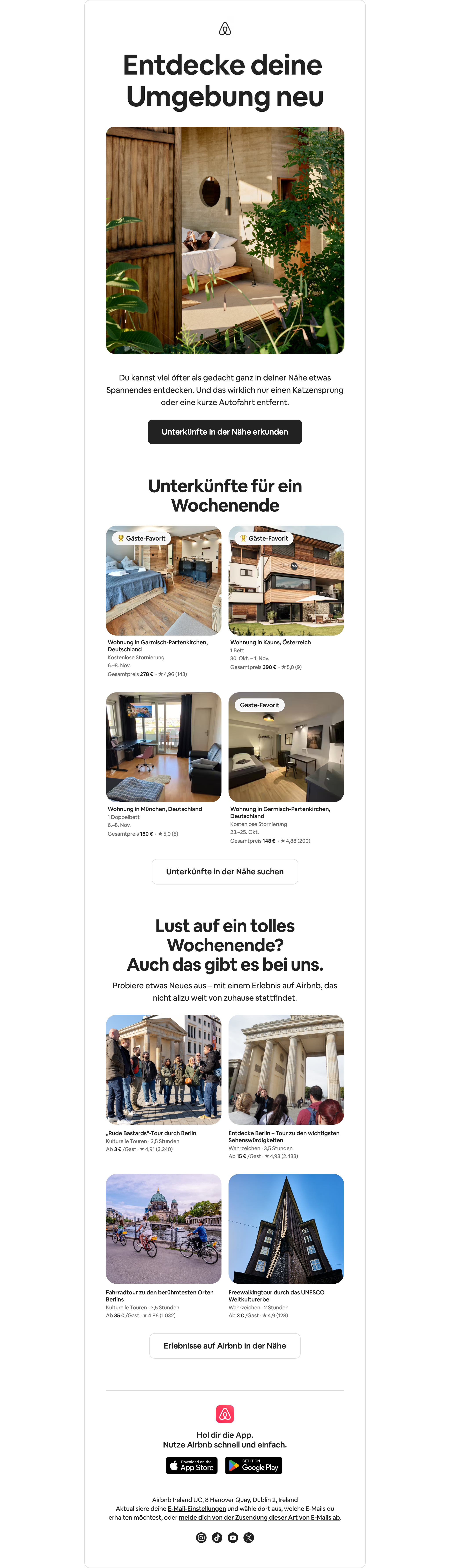 Desktop screenshot of “Ein toller Rückzugsort wartet ganz in deiner Nähe auf dich” from Airbnb