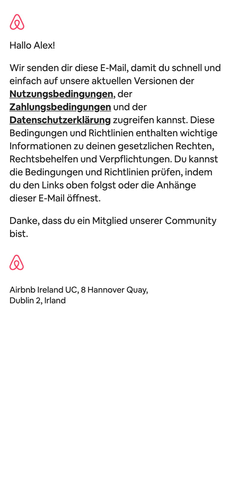 Screenshot of “Nutzungsbedingungen für europäische Nutzer” from Airbnb