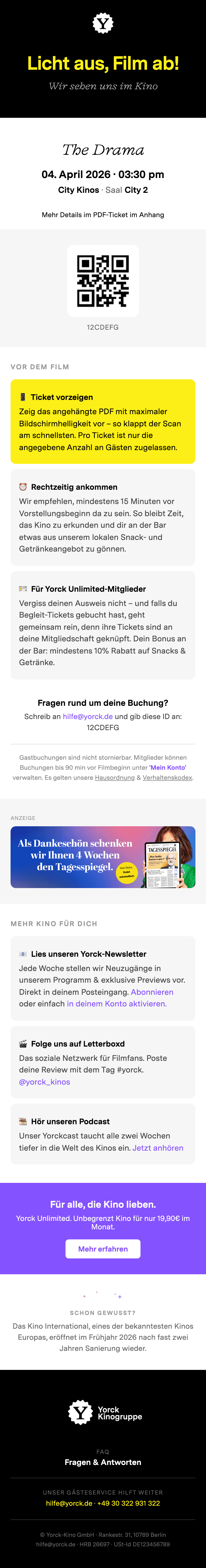 Screenshot of “🎟 Dein Ticket für The Drama (City Kinos am 04. April 2026)” from Yorck