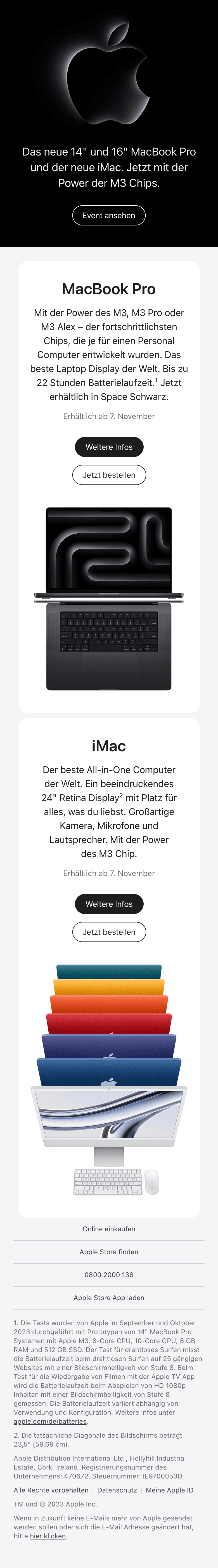 Screenshot of “Sieh dir an, was alles auf dem Apple Event angekündigt wurde.” from Apple