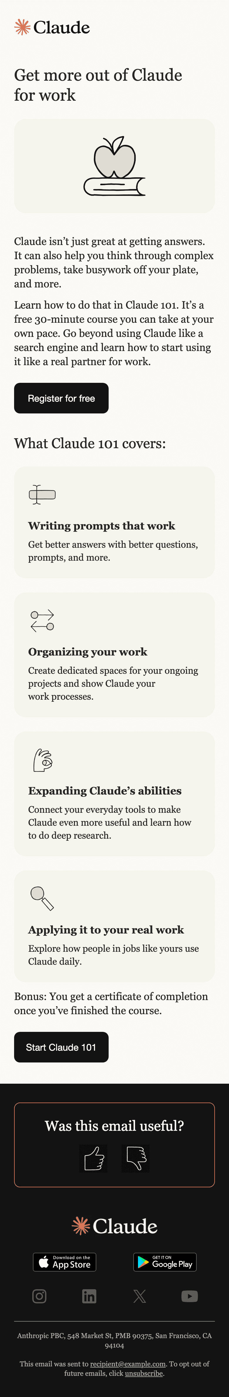 Screenshot of “Take the free Claude 101 course” from Anthropic